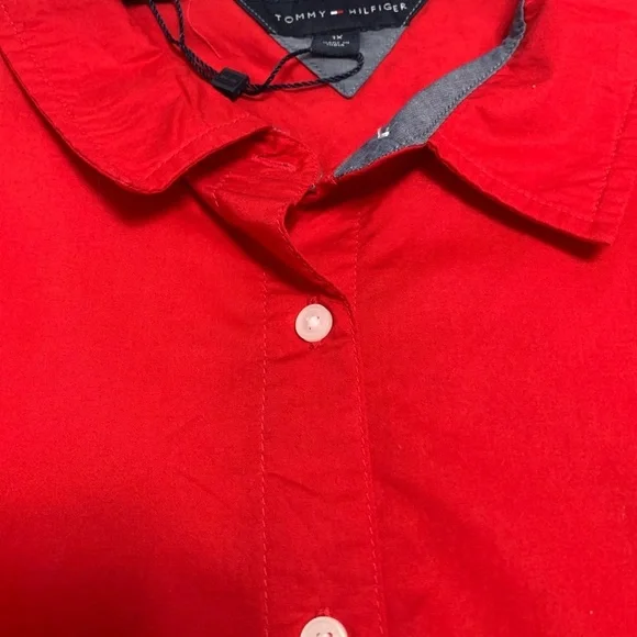 Plus Size Cotton Red Roll-Tab Shirt NWT - Picture 5 of 11